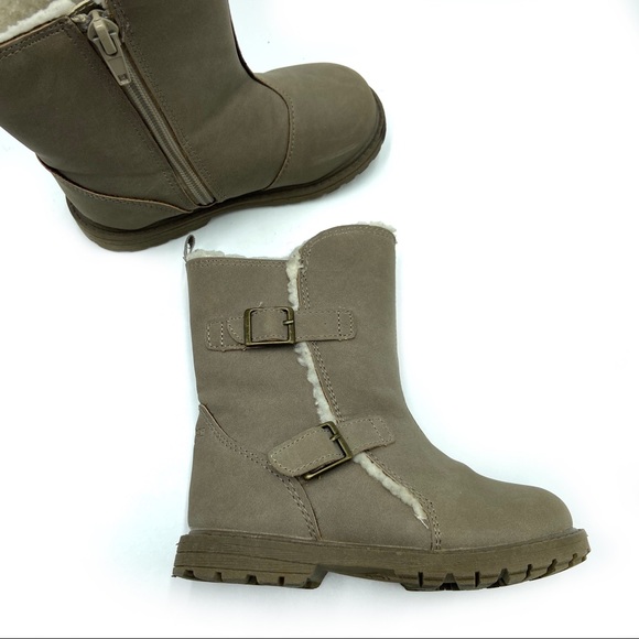 Osh Kosh Taupe Suede Look Faux Fur lined Boots - Picture 6 of 7